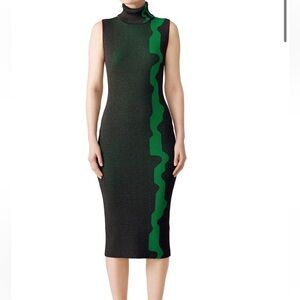 Solace London Winter Lowri Knit Sheath Sleeveless Turtleneck Green Dress 8 UK 12